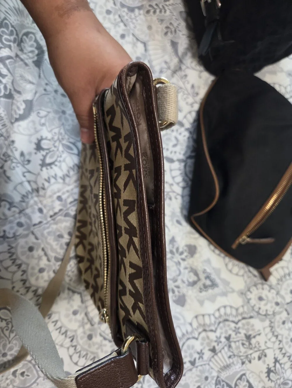 Michael Kors Brown/Tan MK Signature Crossbody Messenger Bag